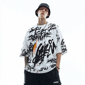 เสื้อยืดพิมพ์ลายทั้งตัวแบบสวมใส่สบายสำหรับผู้ชาย เสื้อยืดพิมพ์ลายไหล่ตก ผ้าฝ้ายโพลีเอสเตอร์ 100% เสื้อยืดพิมพ์ลายสำหรับผู้ชาย - Product Image 2