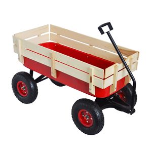 Carrello Utilitario in Legno Rosso con Pneumatici per Sport all'Aperto - Product Image 6