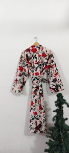 Robe Kimono Longue à Col en V en Coton Imprimé Floral, Séchage Rapide, Manches Longues, Faite à la Main, pour Demoiselle d'honneur ou Tenue de Plage - Product Image 5