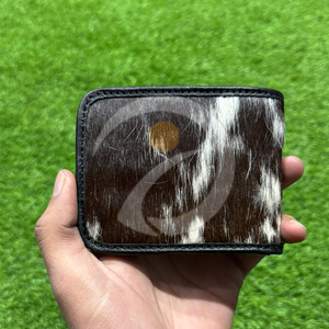 Premium Western Style Cowhide Leather <b>Wallet</b> Mens Handmade <b>Compact</b> Card Holder Natural Hair Finish - Product Image 3