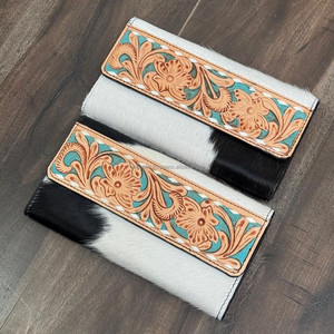 2025 nouveauté cuir repoussé à la main RFID longs sacs à main à trois volets peau de vache porte-carte de crédit portefeuille en cuir véritable femmes embrayages - Product Image 4