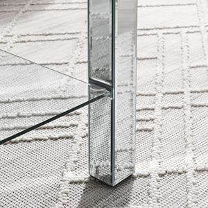 W 40\" X <b>D</b> 20\" X H 20\" Curved Border Carved Mirror Coffee <b>Table</b> with Silver Mirror Glass Top and Sparkling Diamond Edge Frame - Product Image 5