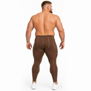 <b>Men</b> Plus Size Full Length Leggings Elastic Waist <b>Compression</b> Pant <b>Men</b> Gym Fitness <b>Tights</b> Side Pocket Sports Running Leggings - Product Image 2