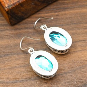 Pendientes de plata de ley 925 con piedra de topacio místico, hechos a mano, joyería de piedras preciosas naturales, regalo para San Valentín - Product Image 5