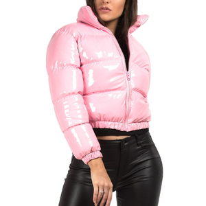 Chaqueta Acolchada Rosa para Mujer, Cierre de Cremallera Regular, Cuello con Capucha, Ropa Exterior Informal, Color Sólido, Revestimiento de Poliéster Ecológico al 70% - Product Image 5