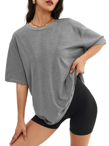 Camisetas de Algodón Grueso para Mujer, Camiseta Informal para Mujer, Camiseta Extra Grande para Mujer, Transpirable, 100% Algodón, Precio Económico - Product Image 1
