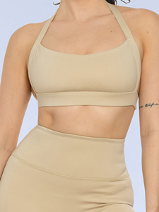 Seamless 2 Piece Yoga Set High Waist Leggings Square Neck Halter <b>Crop</b> <b>Top</b> Full Length Solid Color Activewear - Product Image 2