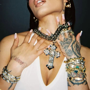 Collar de cadena de eslabones tipo tenis Hip Hop con certificado GRA, joyería con incrustaciones de 10mm, Moissanita VVS D, cruz de Jesús, plata 925 chapada en oro - Product Image 1