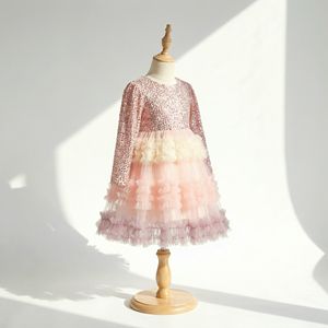 Robe de princesse scintillante en tulle rose pâle pour filles, idéale pour la fête des Mères, les demoiselles d'honneur ou les occasions formelles - Vente en gros - Product Image 4