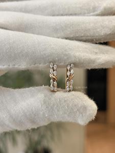 0.44 CTW Marquise Lab Grown Diamond Twist Huggie Hoop Earrings in 3.5g VS EF Solid Gold Anniversary <b>Gift</b> for Her - Product Image 2
