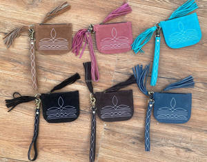 Offre Spéciale botte point daim cuir gland fermeture éclair porte-monnaie en cuir véritable grande capacité changement sac à main poignet Mini femmes portefeuilles - Product Image 4