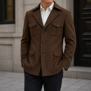Mens Double Breasted Hunter Blazer <b>Crafted</b> Premium <b>Wool</b> Featuring Classic Four Pocket Design Tailored Fit Waterproof - Product Image 3