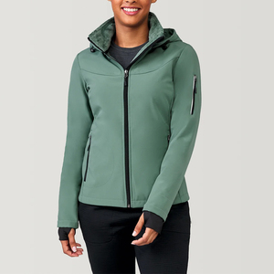 Wholesale Luxury <b>Waterproof</b> Knitted Casual Sport Hooded Windbreaker Soft Shell Women Winter Outdoor Lightweight Softshell <b>Jacket</b> - Product Image 1
