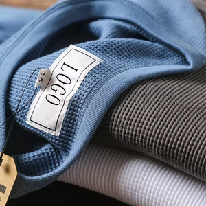 Organic Cotton t Shirt for Men <b>Tshirt</b> Long Sleeve Thermal Crewneck Shirt Custom Waffle Thermal Long Sleeve Shirt Custom - Product Image 5