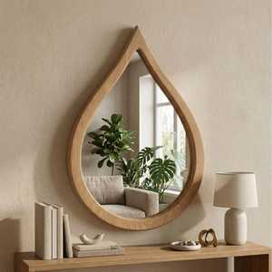 Miroir mural rond en bois naturel fait à la main, écologique, décoratif, accent moderne, style bohème, chambre à coucher, salon, décoration de la maison - Product Image 1