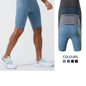 Shorts de compression pour hommes, taille haute, élastiques, avec cordon de serrage, poche droite, séchage rapide, pour le sport et l'entraînement - Product Image 4