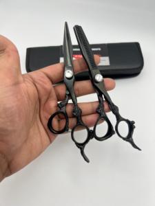 Black Plasma Color Hair Cutting Scissors Set Adjustable Screw Dragon <b>Handle</b> Thinning Straight Barber Salon Use <b>Shears</b> - Product Image 4