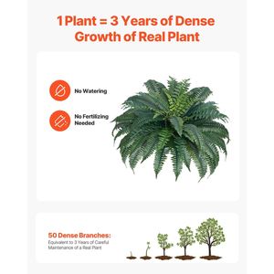 2 Pezzi Grandi Felci Artificiali Boston da Appendere, Diametro Naturale 43-47 Pollici, per Proprietari di Case e Piante da Interno - Product Image 4