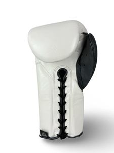 Gants de boxe professionnels en cuir de vache véritable à lacets, noir et blanc, No Boxing No Life, pour entraînement de combat, CP-BG-149 - Product Image 6