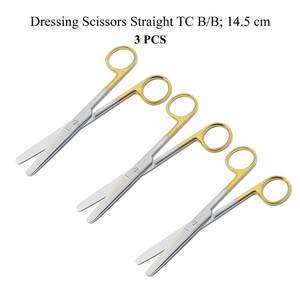 TC Operating Dressing <b>Scissors</b> Straight 14.5cm 5.5 Inch Surgical Medical Instruments Stainless Steel 3 Pcs Set Orthopedic - Product Image 2
