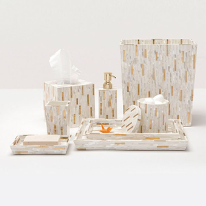 Ensemble de 8 accessoires de salle de bain de luxe personnalisés en résine, écologiques et étanches, avec armoire intégrée - Product Image 5