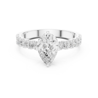 Bague de fiançailles en argent sterling avec moissanite en forme de poire et bande torsadée |   Bague de mariage torsadée pour femme