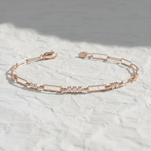 Paperclip Diamond Bracelet EF/VVS 0.27CTW Chain Bracelet Elegant Link Bracelet Lab Diamond Stacking Bracelet in 14K Solid Gold - Product Image 5