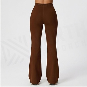 High Waist Flared Leg Full Length Yoga <b>Pants</b> Solid Color Seamless Four-Way Stretch <b>Spandex</b> Cotton Women's Sportswear - Product Image 2