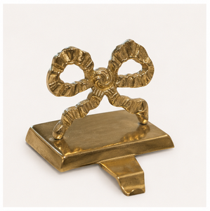 Vintage Style Golden <b>Bow</b> Christmas Stocking Hook Handcrafted Aluminum Festive Hanger Elegant Mantelpiece Ornament For Xmas Stock - Product Image 5