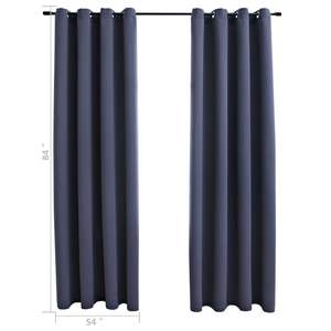 Antracita 54 "x 84" Cortinas opacas de tela con anillos Juego de 2 piezas - Product Image 5