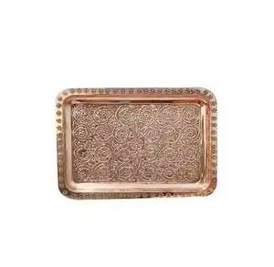 Premium <b>Copper</b> Serving Tray Elegant Serving Platter for Tea Coffee Snacks Drinks in Dining <b>Table</b> Kitchen and Hotel Use - Product Image 2