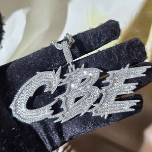 Colgante de Plata con Inicial LMG de Moissanita, Estilo Hip Hop, Personalizado, con Incrustaciones de Diamantes, Joyería Unisex de Lujo, Regalo - Product Image 4