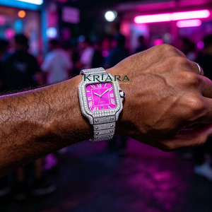 Montre analogique en acier inoxydable de qualité supérieure avec boîtier en verre, cadran rose, chiffres romains, mouvement à quartz analogique et fermoir déployant - Product Image 4