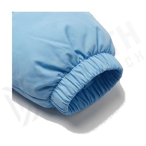 Light Blue Quilted Puffer Jacket Stand Collar Full Sleeve Winter Thick Polyester Filling Short Length Puff Sleeve Design - Product Image 6