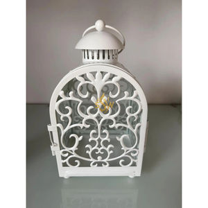 Farol de vela moderno de lujo, grande, de metal, color blanco, hecho de alambre de hierro, para decoración del hogar y bodas, faroles decorativos de mesa. - Product Image 1