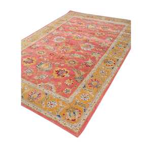 Traditional Classic Kasbah Hand Tufted <b>Wool</b> Viscose Rugs <b>Red</b> Orange Floral Patterns for Home Hallway Rectangle Shape Big Soft - Product Image 2