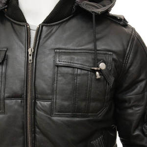 Competitive Price Men's Leather Canvas <b>Jacket</b> with Multi-Pockets Front Logo High Street Style Winter Wear Breathable Windproof - Product Image 5