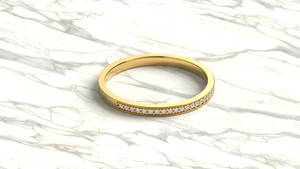 18K Gold Plated Milgrain Diamond Wedding Band Pave Round Half Eternity <b>Ring</b> Antique Stackable Matching Band Fine Jewelry. - Product Image 3