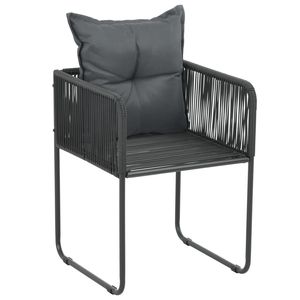 Set di 2 sedie da pranzo in rattan PE nero, mobili da giardino resistenti - Product Image 2