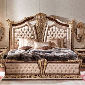 Juego de Dormitorio de Lujo Estilo Mandarín Oriental, Clásico, Tallado en Oro, Cama Tapizada con Mechones, Muebles de Estilo Europeo Real - Product Image 3
