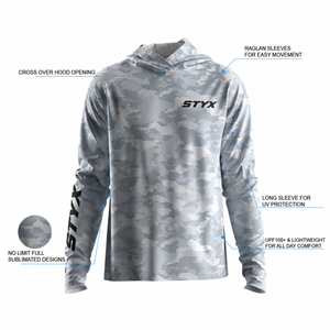 Hoodie de pêche imprimé par sublimation pour homme, manches longues, protection UV, respirant, pour la pêche en plein air, logo personnalisé, vente en gros - Product Image 5
