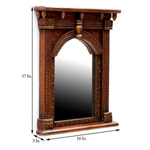 Handcrafted Antique Solid Wood <b>Wall</b> <b>Mirror</b> with Traditional Carved Design Rustic Home Decor <b>Mirror</b> Glass - Product Image 3