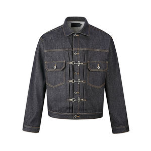 Distressed Wash Denim <b>Jackets</b> Designed For Vintage Streetwear Looks - Product Image 5