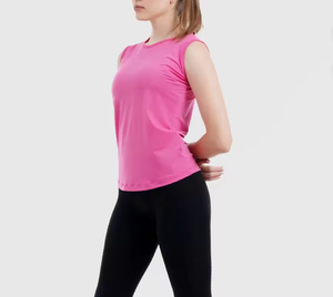 Camiseta sin mangas rosa para mujer, ropa de gimnasio, logotipo personalizado, chaleco deportivo transpirable y elástico, diseño en la espalda, OEM, venta al por mayor - Product Image 6