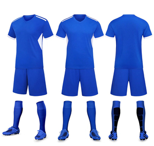 <b>White</b> Blue Sublimation Soccer Jersey Set Breathable Polyester Adult <b>Men</b> OEM Service - Product Image 4