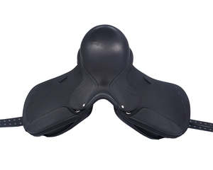 Selle d'équitation anglaise noire de qualité supérieure en cuir véritable avec étriers réglables, selle d'équitation professionnelle - Product Image 4