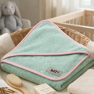 Toalla con Capucha para Bebé 75x75cm 100% Algodón, Envoltura de Baño para Bebés, Felpa Suave, Certificación OEKO-TEX, Gruesa, Logotipo Personalizado, Marca Privada, Venta al Por Mayor - Product Image 1