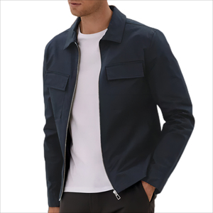 Veste pour homme en twill de haute qualité, design personnalisé, mode décontractée, logo brodé, manches longues, coupe moderne. - Product Image 5