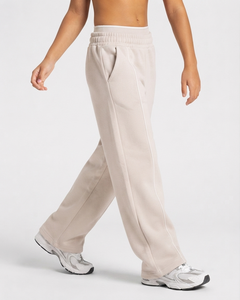 Pantalon de jogging décontracté surdimensionné pour garçon, beige avec lignes contrastées, respirant, en molleton premium, vente en gros, OEM - Product Image 3