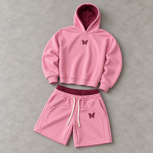 Conjuntos de Sudadera y Pantalones Cortos Coordinados con Cintura Ajustable para Pedidos al por Mayor, Diseños Personalizados, Ropa Casual para Uso Diario y Fines de Semana - Product Image 2
